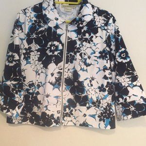 Requirements Bold Flower Teal Black Zip Jacket